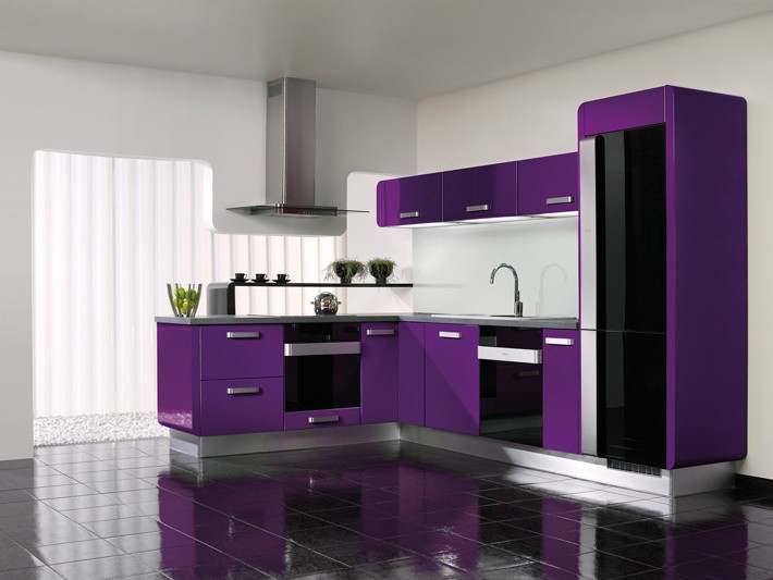 tủ bếp gam màu tím đậm