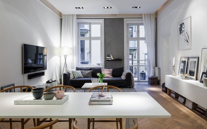 Thiết kế đơn giản của căn hộ ở Stockholm.