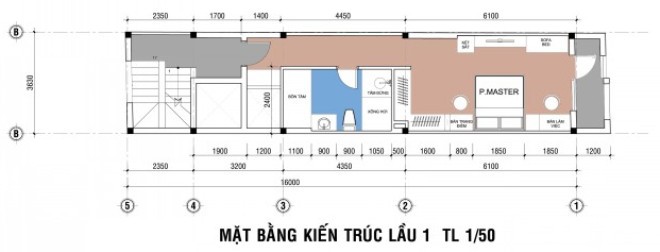 Bản thiết kế mặt bằng tầng 1.