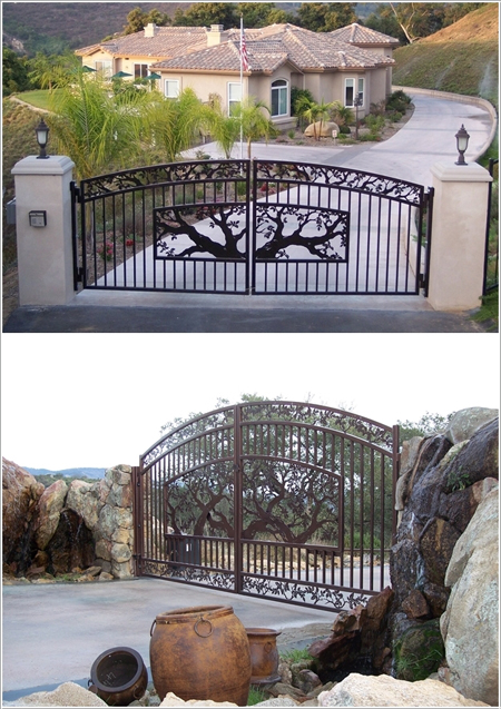  cánh cổng được thiết kế họa tiết cây