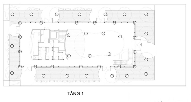 Bản thiết kế tầng 1 của ngôi nhà tre.