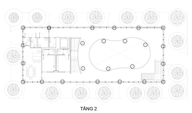 Bản thiết kế tầng 2 của ngôi nhà tre.