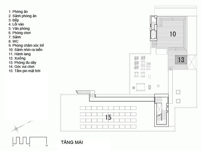 Bản thiết kế tầng mái của ngôi trường.