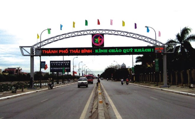 Cổng chào tiến vào địa phận tỉnh Thái Bình.