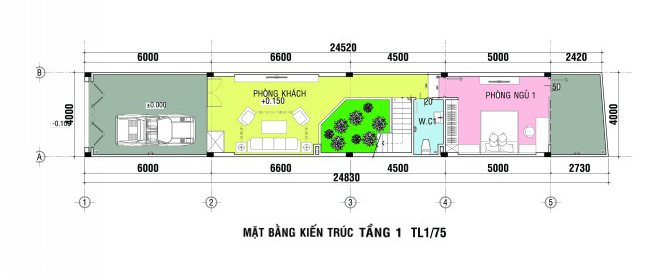 Bản thiết kế mặt bằng tầng 1.