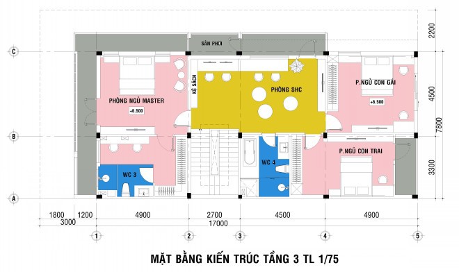 Bản thiết kế tư vấn mặt bằng tầng 3.