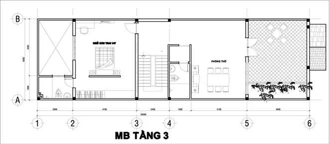 Bản thiết kế mặt bằng tầng 3