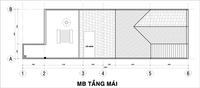 Bản thiết kế mặt bằng tầng mái.