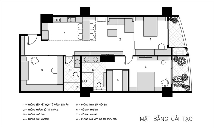 mặt bằng sau khi cải tạo