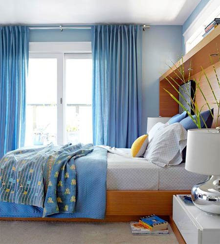Phòng ngủ tone màu xanh mang lại cảm giác bình yên