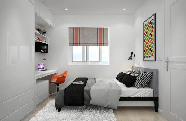 Phòng ngủ mester với cách thiết kế đơn giản, trẻ trung, năng động