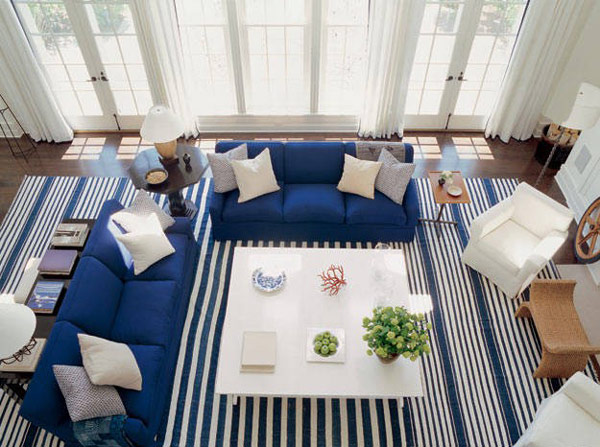 Chọn thảm trải sàn có màu trắng – xanh như giúp phòng thêm ấn tượng