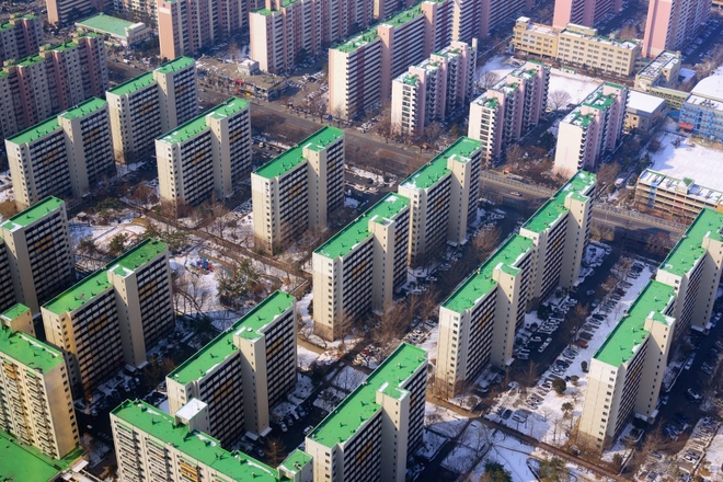 ​Các khu nhà ở Seoul (Hàn Quốc) nhìn từ trên cao  như những khối rubic