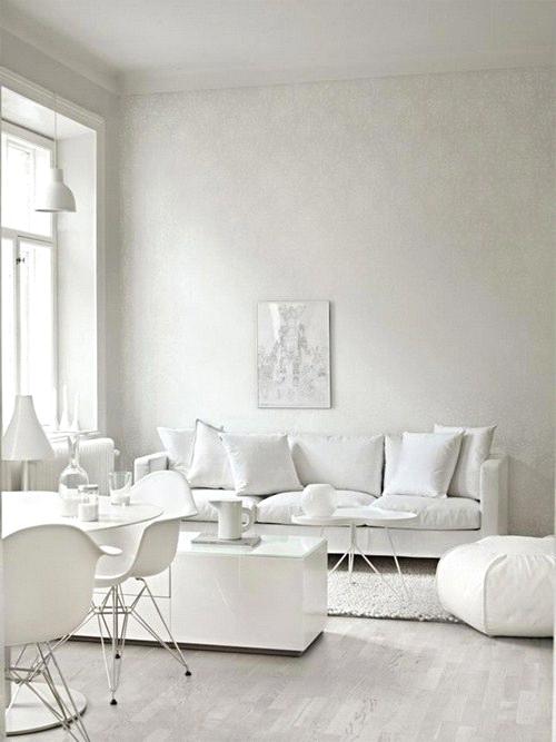 Phòng khách với sự hiện diện của màu trắng tinh tế, hiện đại