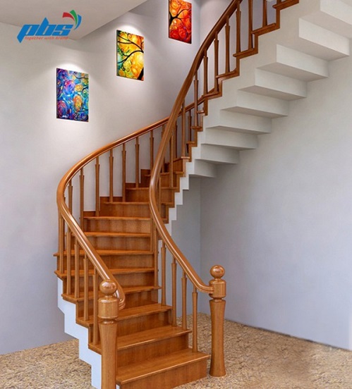 Những mẫu cầu thang gỗ đẹp dạng uốn tròn như thế này sẽ giúp bạn tiết kiệm không gian cho nhà nhỏ 