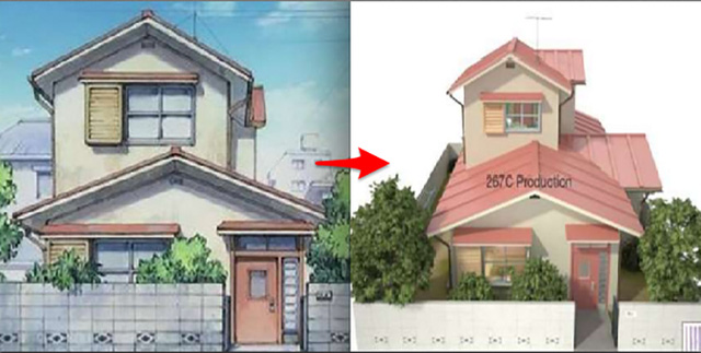 Hình ảnh ngôi nhà trên truyện và trong mô hình 3D