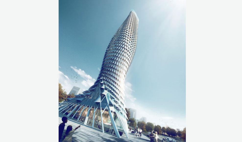 Theo thiết kế, tháp Chu Hải được chia làm ba phần: gồm phần bục tháp tiếp đất (tựa đuôi cá), phần thân tháp phình (thân cá) và phần ngọn tháp thu hẹp (đầu cá)