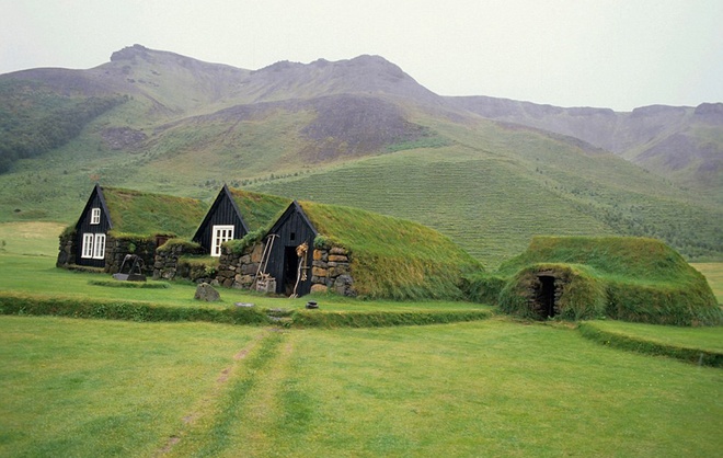 Những ngôi nhà ở làng Skogar, Iceland, được chính phủ sử dụng làm bảo tàng dân gian