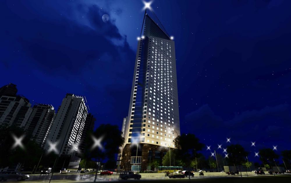 Tháp doanh nhân Tower Hà Đông chụp vào ban đêm