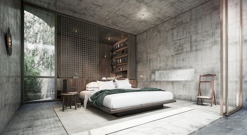 tường phòng ngủ bằng bê tông đẹp