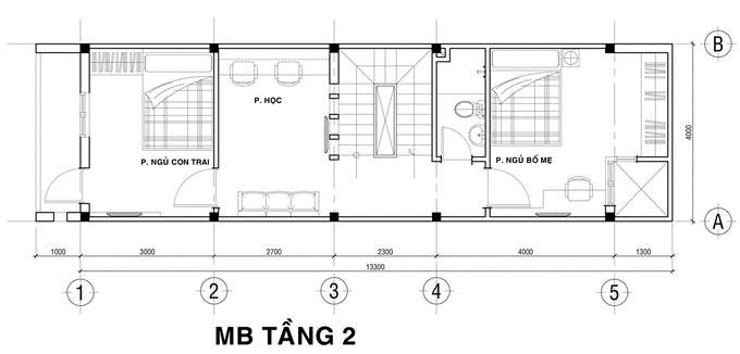 Sơ đồ bố trí mặt bằng tầng 2