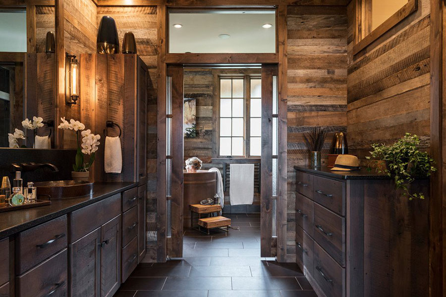 phòng tắm được thiết kế theo phong cách Rustic.