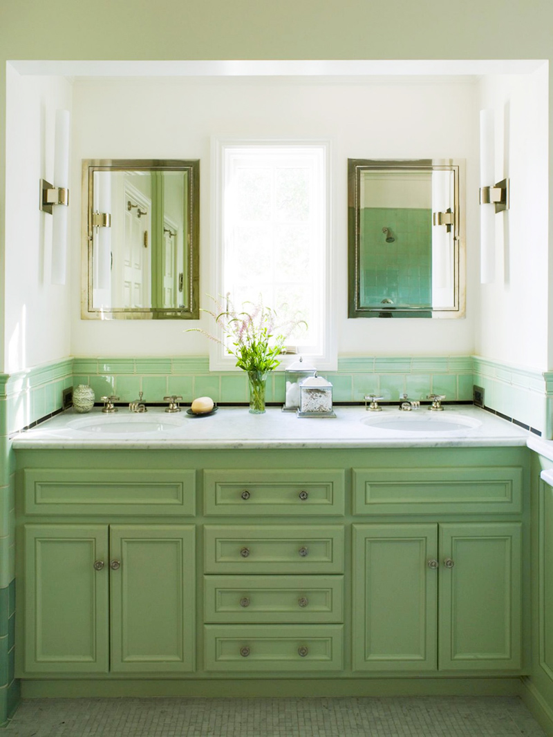 tủ phòng tắm màu xanh lá