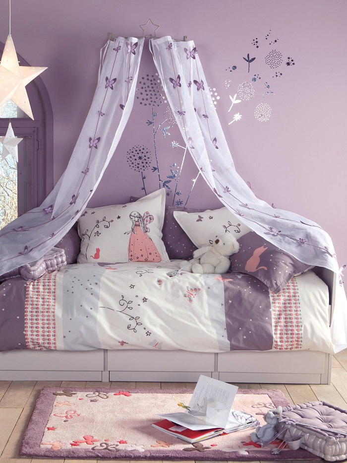 phòng ngủ tông màu tím pastel ngọt ngào