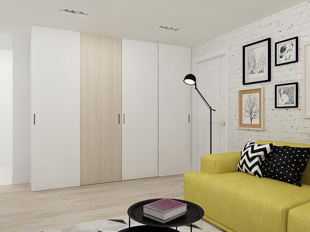 Hệ tủ gỗ âm tường giúp căn hộ nhỏ luôn gọn gàng, thoáng đẹp.