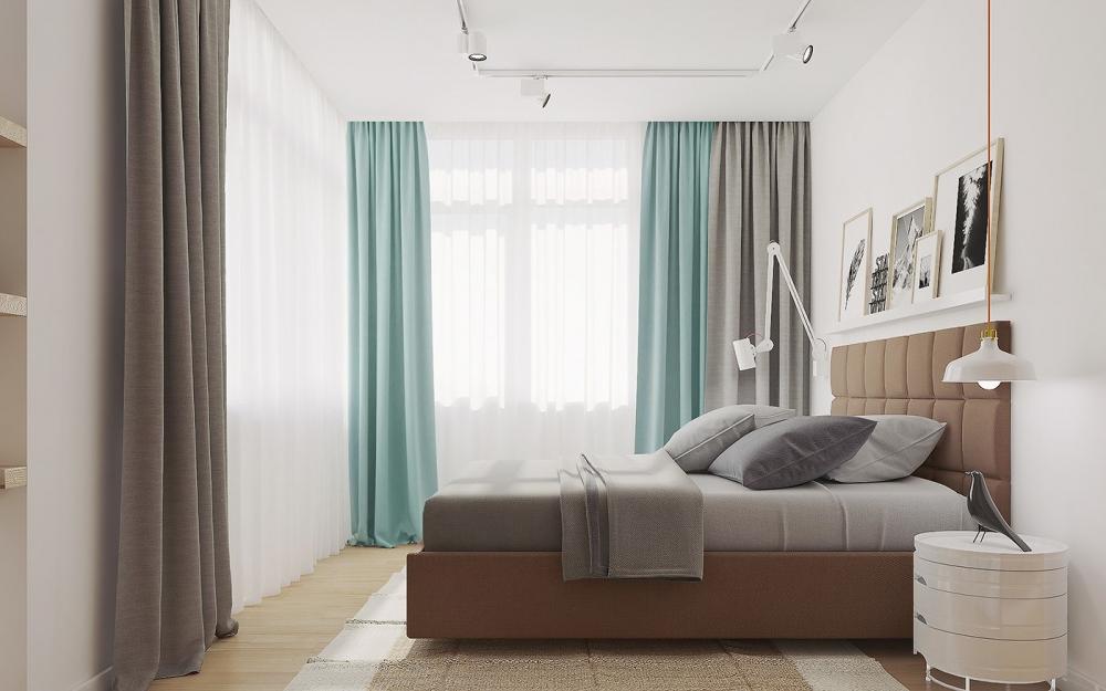 Bạn cũng có thể kết hợp gam màu xám với xanh lam để trang trí phòng ngủ