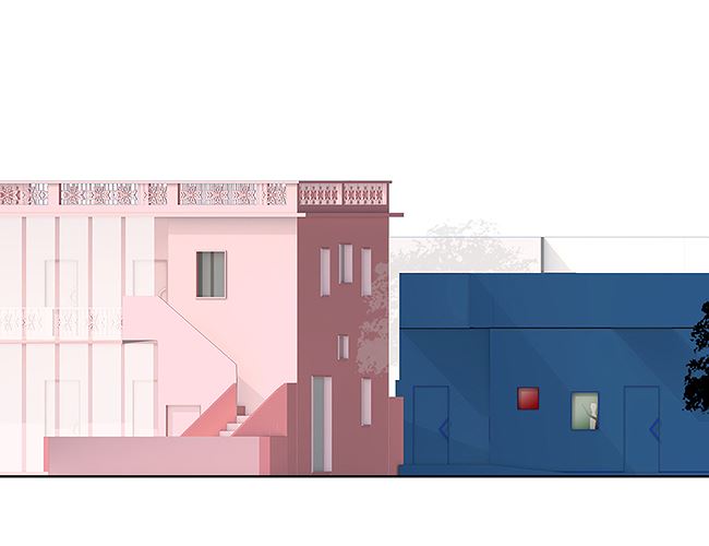 Phối cảnh tổng thể thiết kế hai ngôi nhà độc đáo