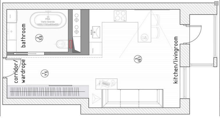 Bản vẽ thiết kế nội thất căn hộ 32m2