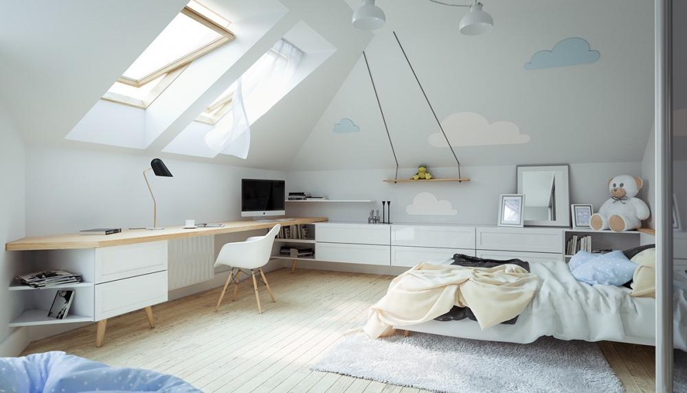 Thiết kế cửa sổ trần nhà không chỉ giúp đảm bảo độ thoáng sáng cho căn phòng 