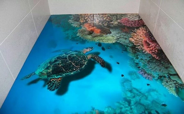 sàn 3D trang trí phòng tắm