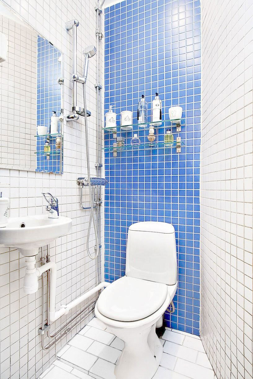phòng tắm trong căn hộ phong cách Scandinavian
