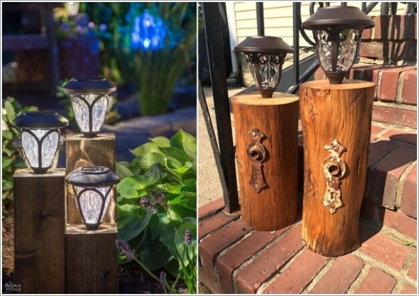 Chân đèn làm bằng những gốc cây 