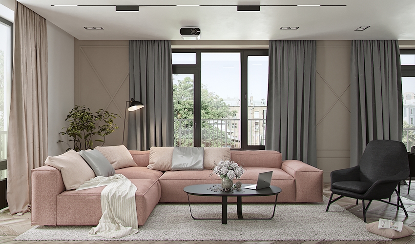 ghế sofa màu hồng phấn