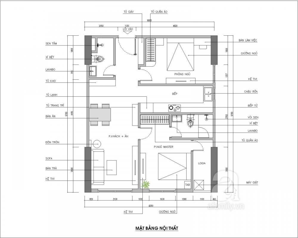 mặt bằng căn hộ 70m2