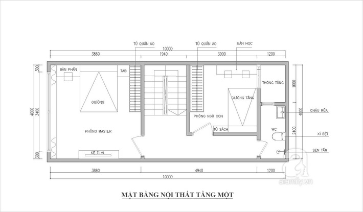 mặt bằng nhà ống 40m2