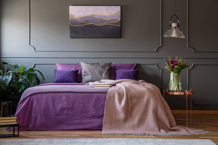 phòng ngủ màu tím đẹp