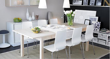 an3 Tinh tế với bàn ăn màu trắng sẽ làm không gian tinh tế và đẹp mắt hơn
