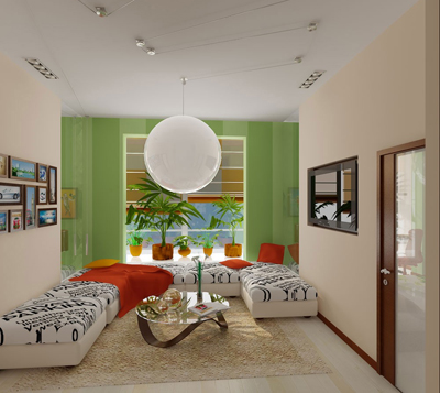Phòng sinh hoạt chung ấm sinh động với màu sắc tươi tắn, hiện đại tạo cảm giác thư thái, dễ chịu.