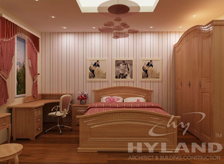 Phòng trẻ nhỏ sử dụng màu sắc riêng cho từng thành viên. Màu hồng dành cho con gái, còn màu xanh trang trí cho khu vực phòng con trai.

