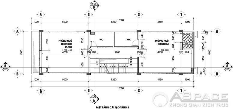 Mặt bằng cái tạo tầng 3
