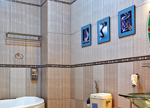Tranh ảnh có tác dụng thư giãn và tạo điểm nhấn cho không gian phòng vệ sinh vừa và nhỏ


