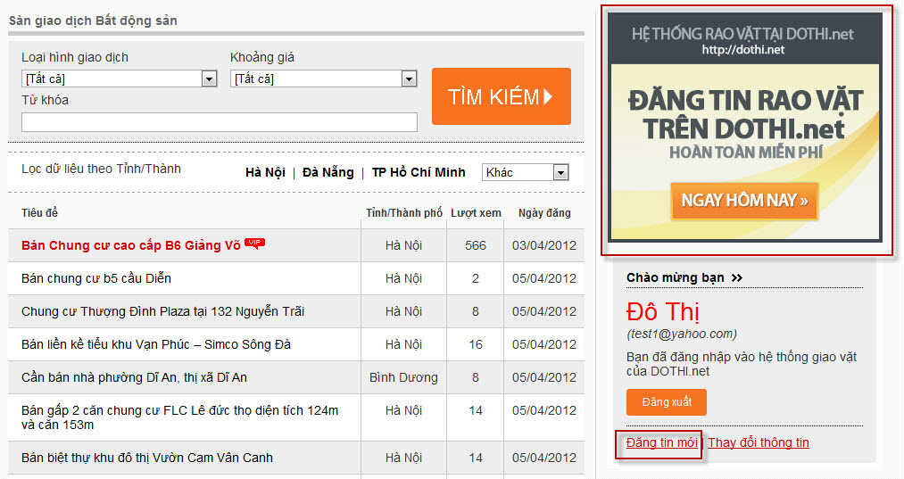 Hướng dẫn đăng tin rao vặt trên dothi.net