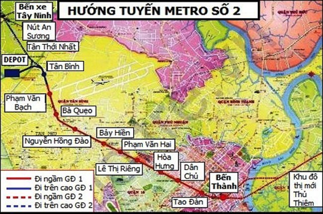 Bản đồ tuyến Metro số 2