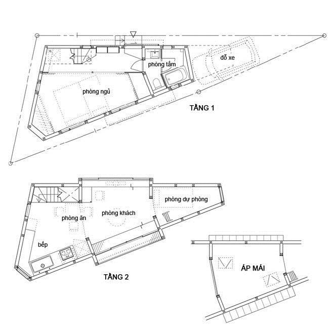 Bản vẽ thiết kế ngôi nhà xây trên khu đất hẹp