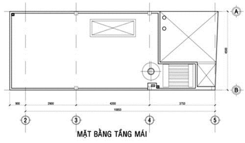 Mặt bằng tầng mái nhà 3 tầng phong cách hiện đại