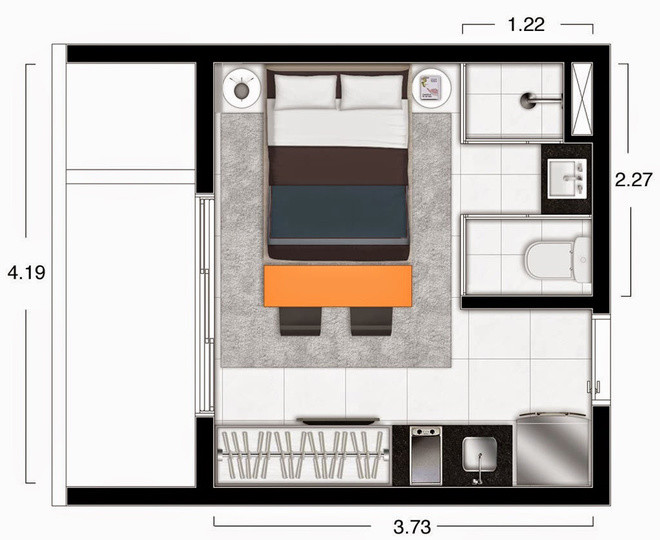 Thiết kế nội thất của căn hộ 19m2